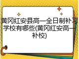 黄冈红安县高一全日制补习学校有哪些(黄冈红安高一补校)