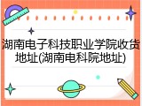 湖南电子科技职业学院收货地址(湖南电科院地址)
