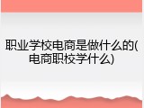 职业学校电商是做什么的(电商职校学什么)