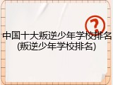 中国十大叛逆少年学校排名(叛逆少年学校排名)