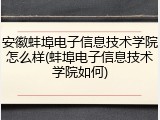 安徽蚌埠电子信息技术学院怎么样(蚌埠电子信息技术学院如何)