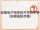 安徽电子信息技术学院学费(安徽电院学费)