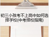 初三小孩考不上高中如何选择学校(中考择校指南)