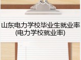 山东电力学校毕业生就业率(电力学校就业率)
