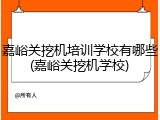 嘉峪关挖机培训学校有哪些(嘉峪关挖机学校)