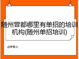 随州曾都哪里有单招的培训机构(随州单招培训)