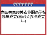 嘉峪关嘉峪关农业职高学校哪年成立(嘉峪关农校成立年)