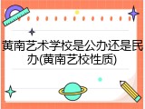 黄南艺术学校是公办还是民办(黄南艺校性质)