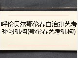 呼伦贝尔鄂伦春自治旗艺考补习机构(鄂伦春艺考机构)