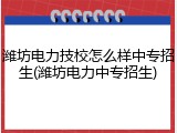 潍坊电力技校怎么样中专招生(潍坊电力中专招生)