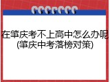 在肇庆考不上高中怎么办呢(肇庆中考落榜对策)