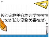 长沙宠物美容培训学校技校地址(长沙宠物美容校址)