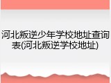 河北叛逆少年学校地址查询表(河北叛逆学校地址)