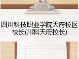 四川科技职业学院天府校区校长(川科天府校长)