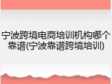 宁波跨境电商培训机构哪个靠谱(宁波靠谱跨境培训)