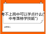 考不上高中可以学点什么("中考落榜学技能")