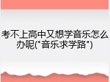 考不上高中又想学音乐怎么办呢("音乐求学路")