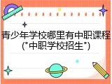 青少年学校哪里有中职课程("中职学校招生")