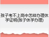 孩子考不上高中怎样办理休学证明(孩子休学办理)