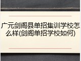 广元剑阁县单招集训学校怎么样(剑阁单招学校如何)