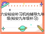 六安裕安补习机构辅导九年级(裕安九年级补习)
