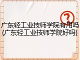 广东轻工业技师学院有用吗(广东轻工业技师学院好吗)