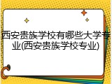 西安贵族学校有哪些大学专业(西安贵族学校专业)
