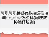 阿坝阿坝县哪有数控编程培训中心中职怎么样(阿坝数控编程培训)