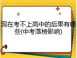 现在考不上高中的后果有哪些(中考落榜影响)