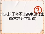 北京孩子考不上高中最佳出路(京娃升学出路)