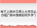 考不上高中又想上大学怎么办呢("高中落榜如何升学")