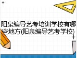 阳泉编导艺考培训学校有哪些地方(阳泉编导艺考学校)