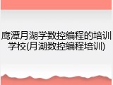 鹰潭月湖学数控编程的培训学校(月湖数控编程培训)