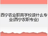 西宁农业职高学校读什么专业(西宁农职专业)