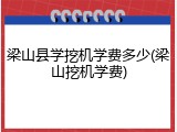 梁山县学挖机学费多少(梁山挖机学费)