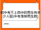 初中考不上高中的男生有多少人呢(中考落榜男生数)