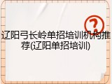 辽阳弓长岭单招培训机构推荐(辽阳单招培训)