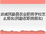 武威民勤县农业职高学校怎么报名(民勤农职高报名)