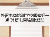 外贸电商培训学校哪家好一点(外贸电商培训优选)