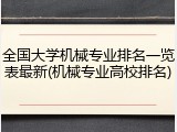 全国大学机械专业排名一览表最新(机械专业高校排名)