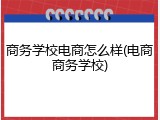 商务学校电商怎么样(电商商务学校)