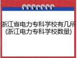 浙江省电力专科学校有几所(浙江电力专科学校数量)