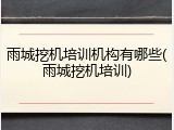 雨城挖机培训机构有哪些(雨城挖机培训)