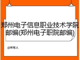 郑州电子信息职业技术学院邮编(郑州电子职院邮编)