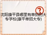 沈阳康平县哪里有单招的大专学校(康平单招大专)