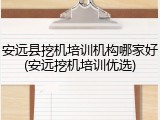安远县挖机培训机构哪家好(安远挖机培训优选)