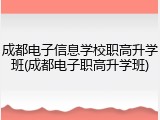 成都电子信息学校职高升学班(成都电子职高升学班)