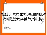 邯郸大名县单招培训的机构有哪些(大名县单招机构)