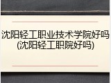 沈阳轻工职业技术学院好吗(沈阳轻工职院好吗)