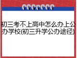 初三考不上高中怎么办上公办学校(初三升学公办途径)